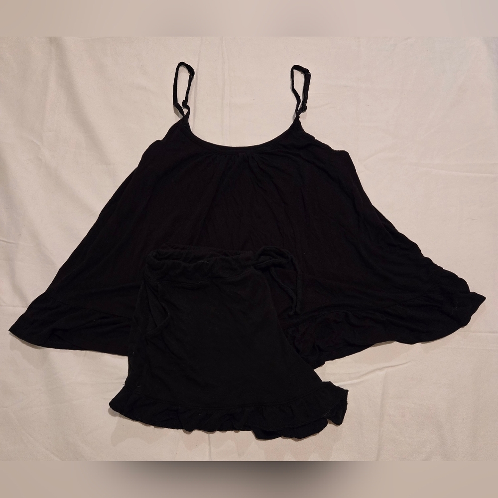 Secret Treasures Black Sleep Cami and Ruffle Shorts Set